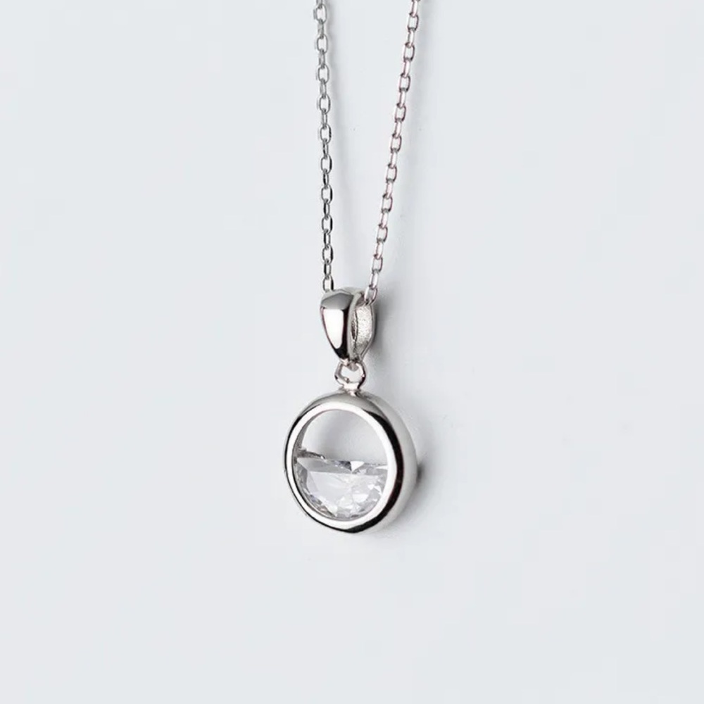 925 Silver Dainty Crystal Necklace - Picture 3 of 5